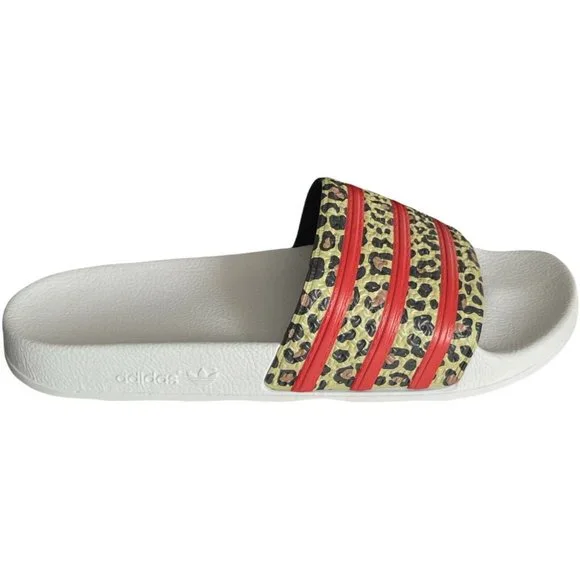 🔧Men’s Slides Size 11 adidas adilette  stripes Style FX5845 White/ Orange/Brown - Picture 6 of 12